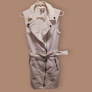 H&M Divided White Sleeveless Belted Zip-Up Jacket Dress US 6